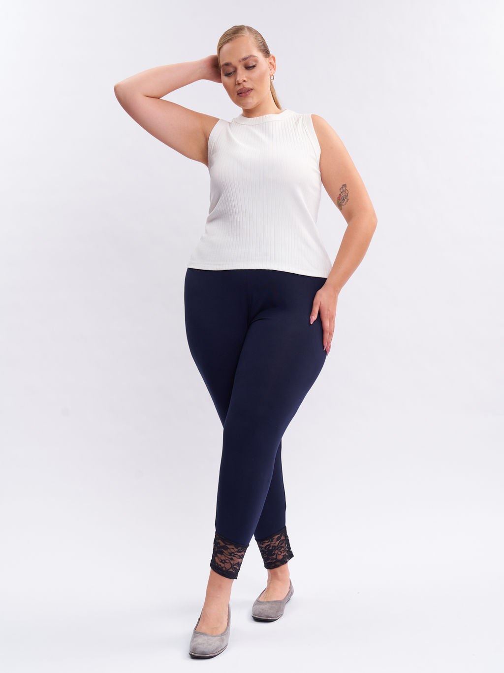 Леггинсы с кружевом LL12939DBL05