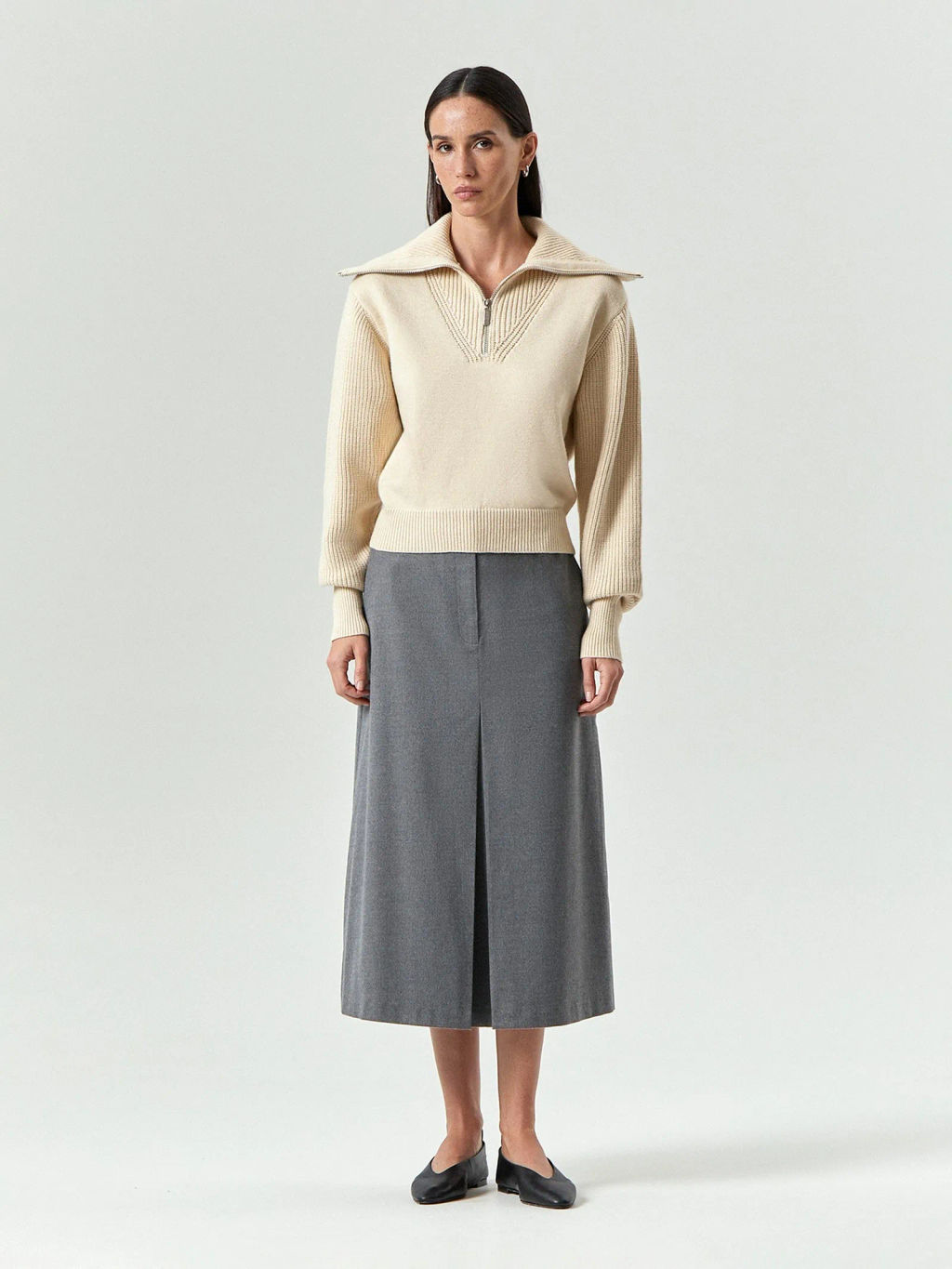 Укороченный джемпер на молнии с воротником апаш - Emka фото 3