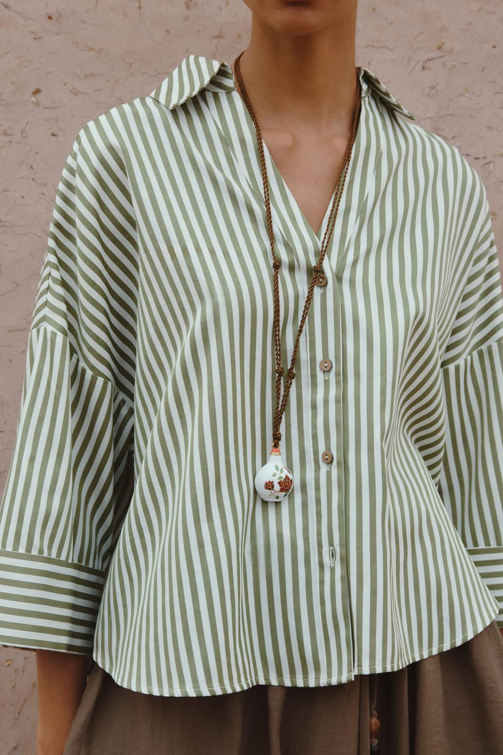STRIPED SHIRT WITH TURN-UP SLEEVES - Zara фото 3