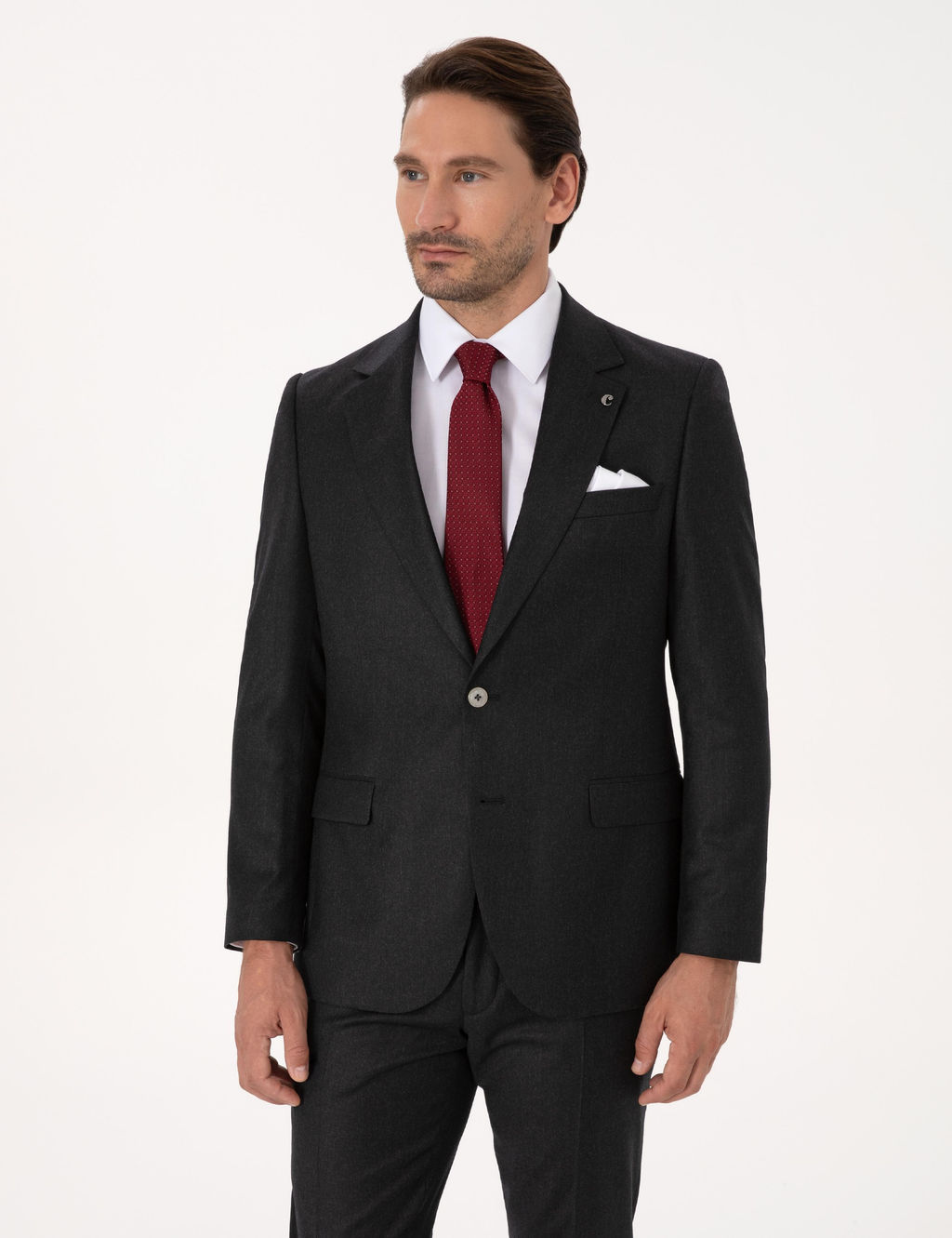 Siyah Slim Fit %100 Y_n Mikro Desenli Tak_m Elbise - Cacharel фото 3