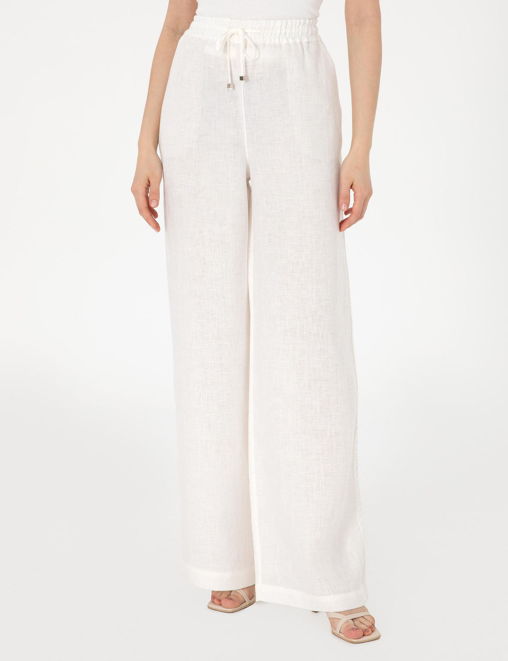 Beyaz Loose Fit Kanvas Pantolon