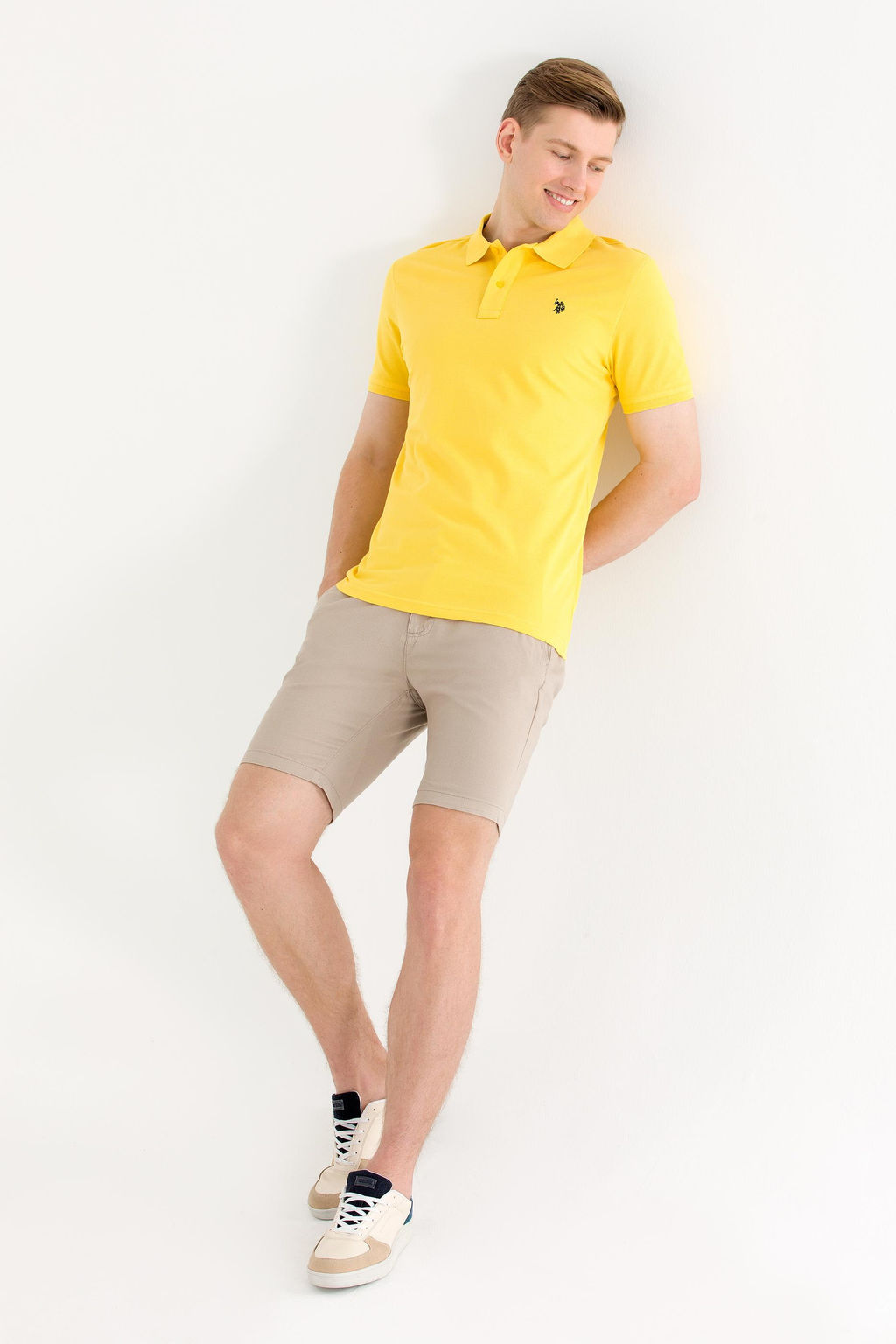 U. S. Polo Assn Мужская темно-желтая базовая футболка с воротником-поло - U.s. polo assn фото 4