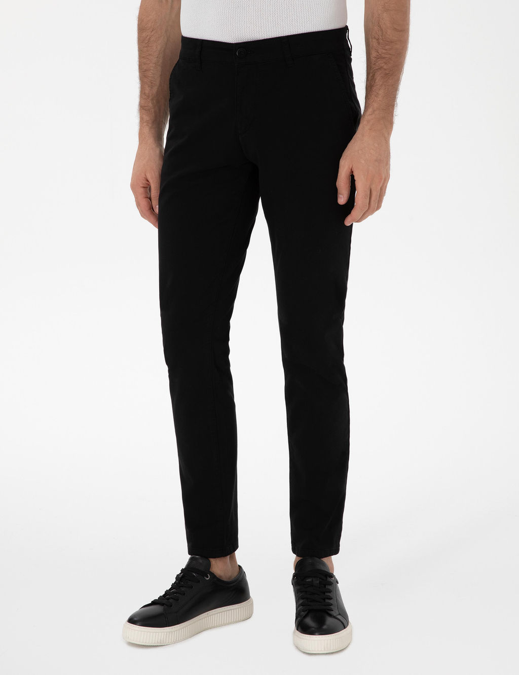 Siyah Slim Fit Pamuk Kar___ml_ Kanvas Pantolon - Cacharel фото 2