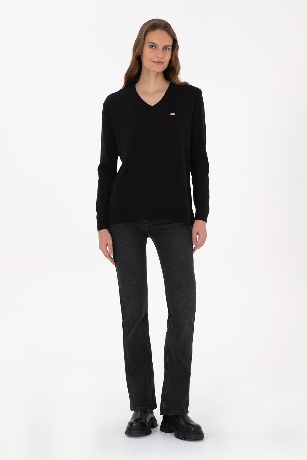 Kad_n Siyah V Yaka Basic Kazak - U.s. polo assn фото 4