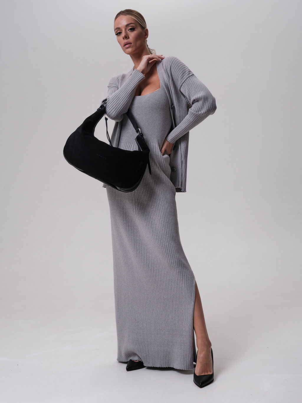 Сумка замшевая багет Azaro 30861 черный