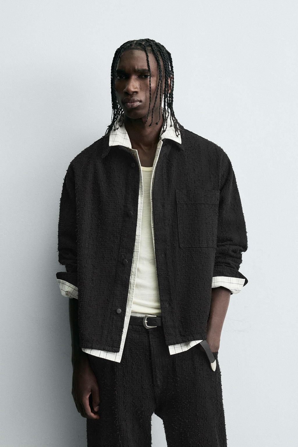 TEXTURED JACQUARD DENIM SHIRT - Zara фото 10