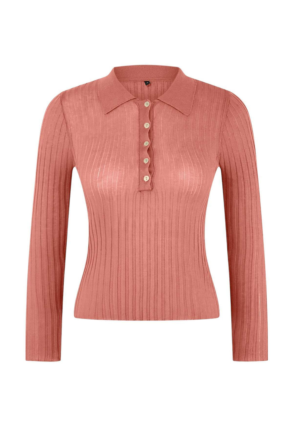 Wardrobe Essentials Kiremit Fitilli Polo Yaka Ince Triko Kazak TWOSS26KZ00004 - Trendyolmilla фото 5