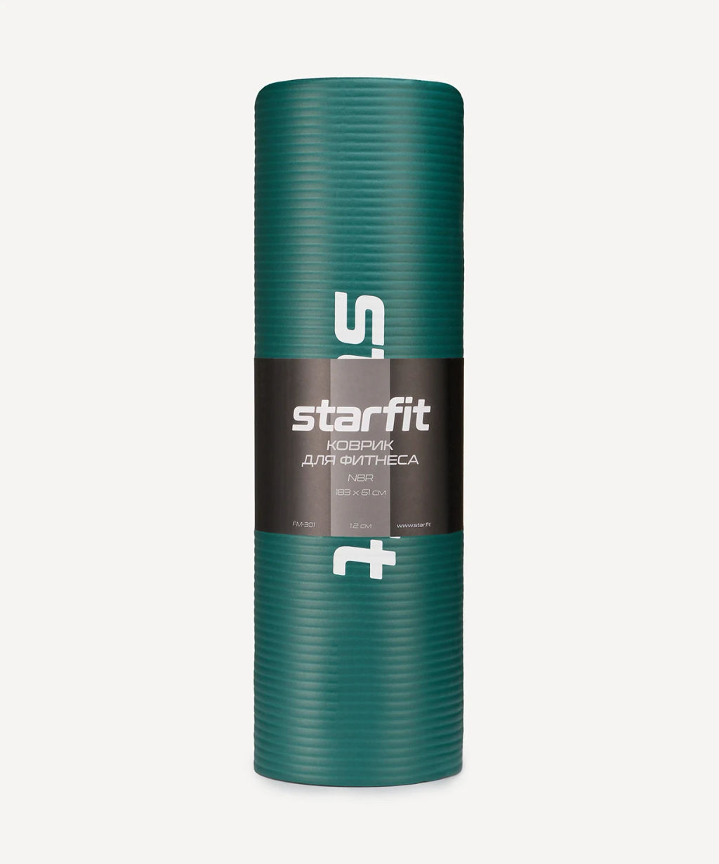 Коврик для йоги и фитнеса STARFIT FM-301 NBR, 1,2 см, 183x61 см, изумрудный фото 6