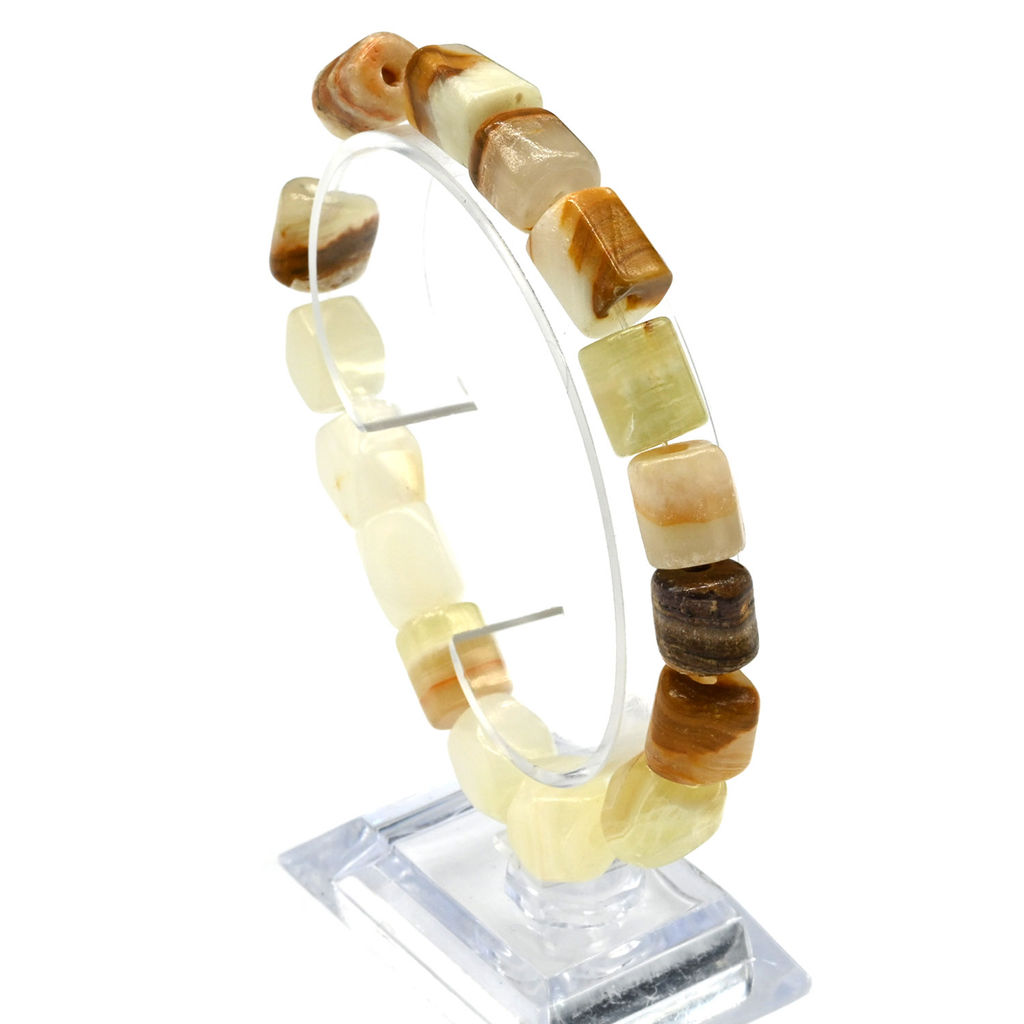 Браслет из оникса цилиндр с гранями 10*12мм, 16см