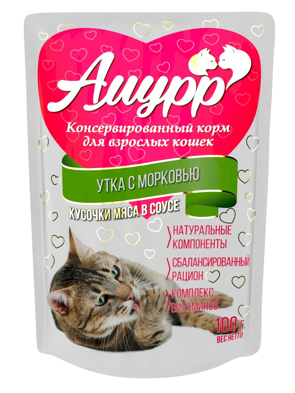 Амурр пауч 100 г. д\кош.в соусе Утка с морковью 4640021010037  фото 2
