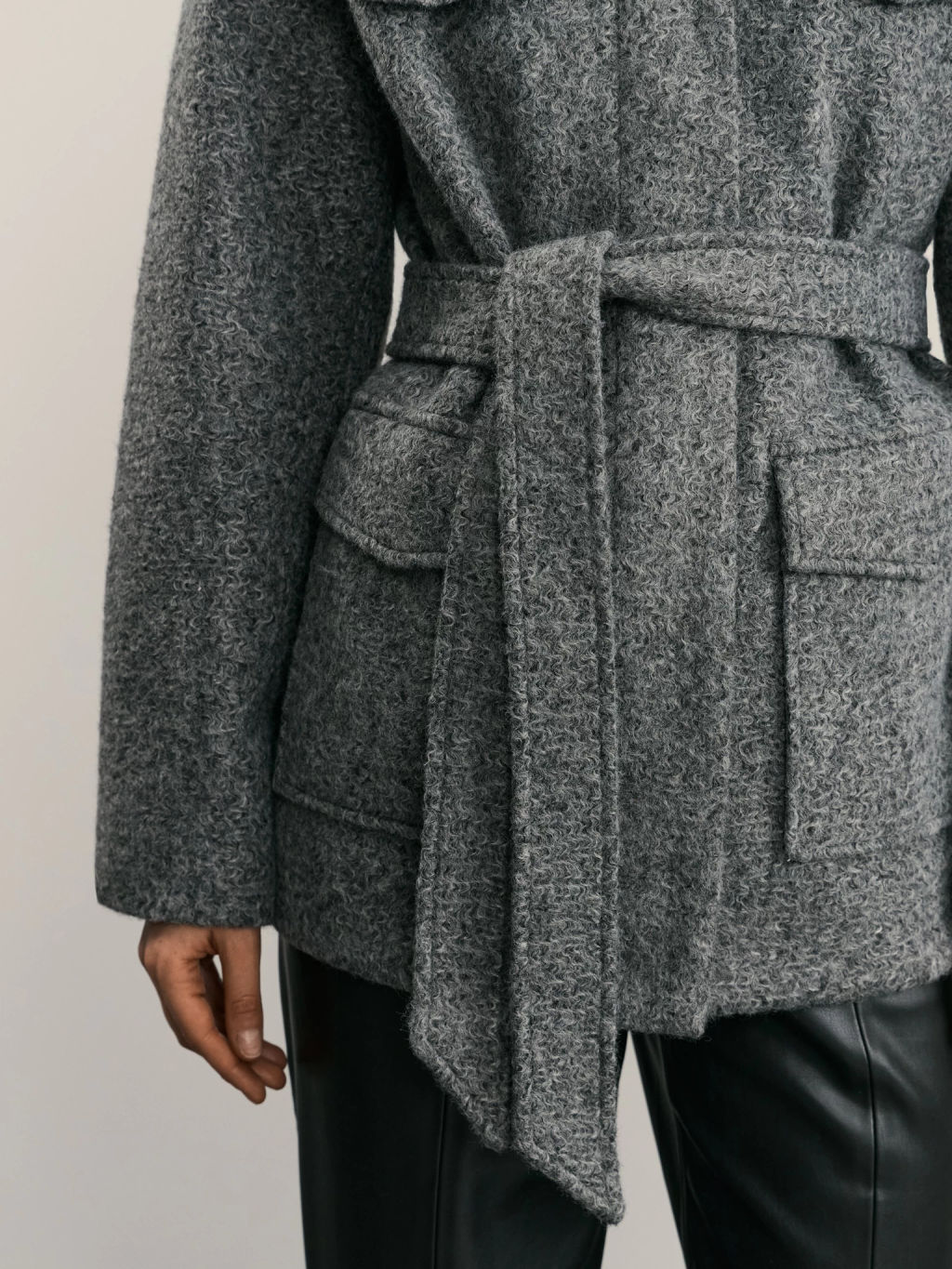 Куртка-рубашка из ткани с ворсом на поясе / Zarina  фото 8