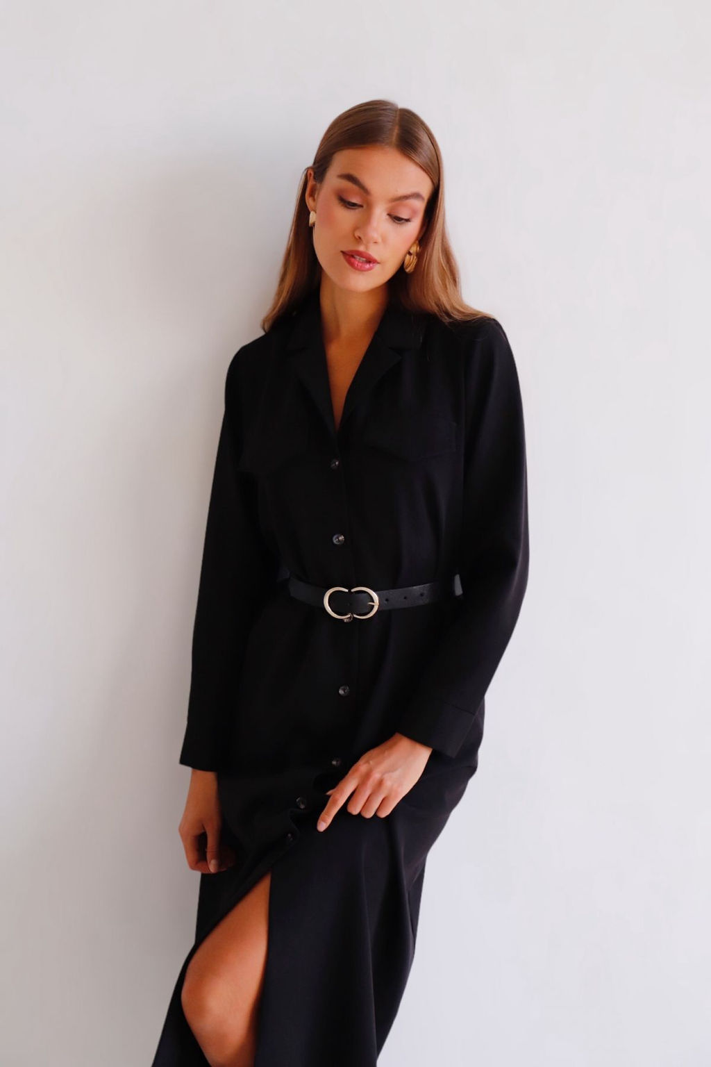 Martichelli Платье-рубашка с английским воротником чёрное  фото 11