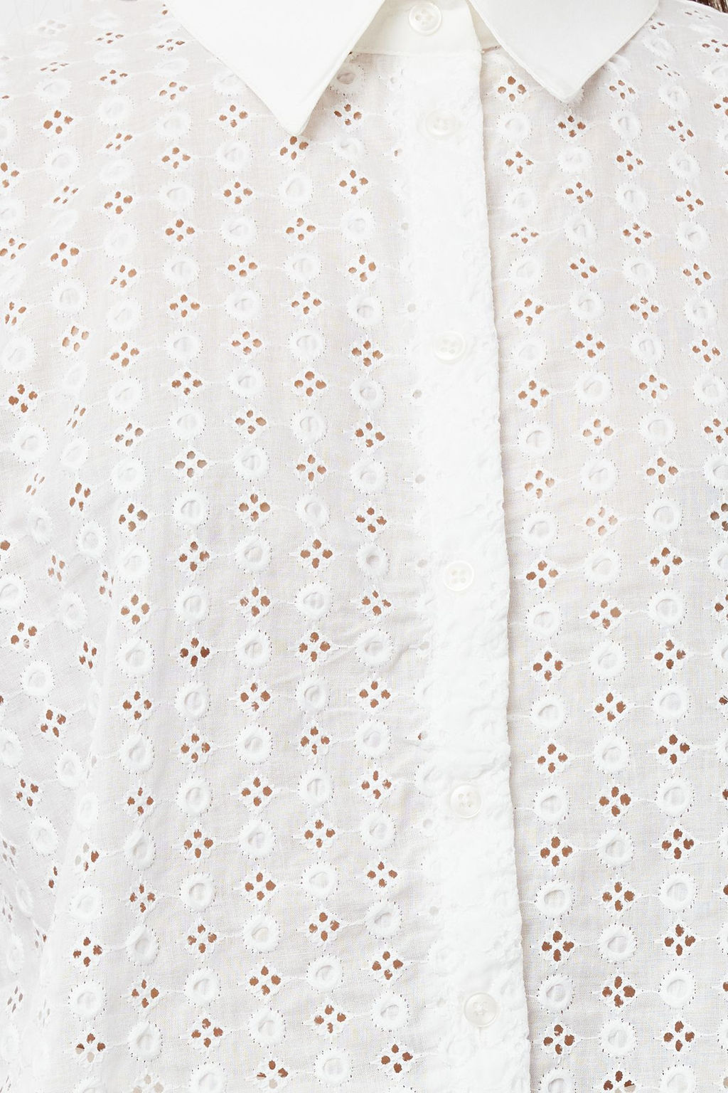 Ekru Brodeli Crop Dokuma Gomlek TWOSS24GO00225 - Trendyolmilla фото 3