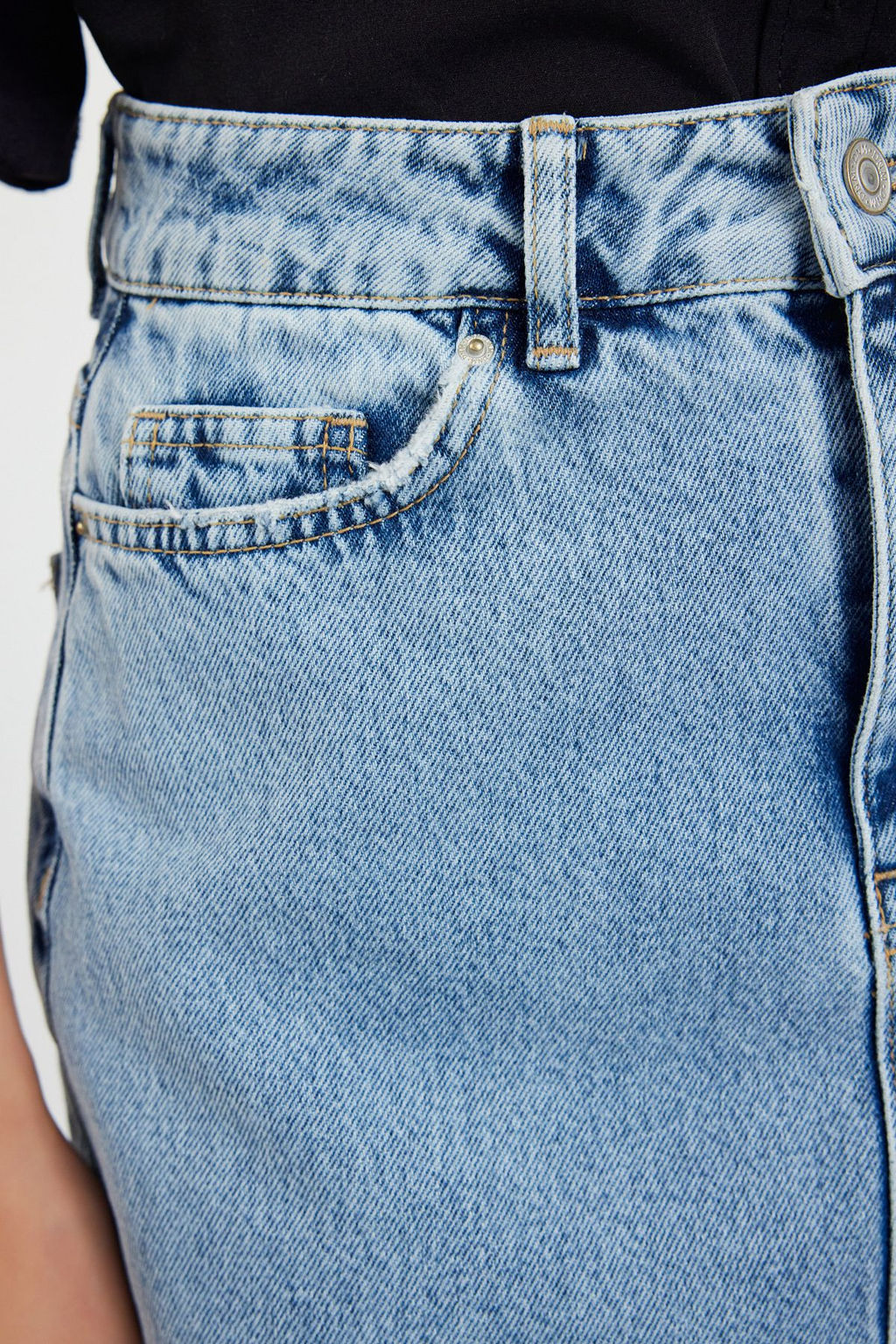 Mavi Puskullu Asimetrik Midi Denim Etek TWOAW22ET0140 - Trendyolmilla фото 4
