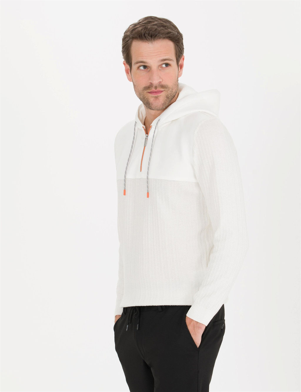 Ekru Slim Fit Kap__onlu Triko Kazak - Pierre cardin фото 4