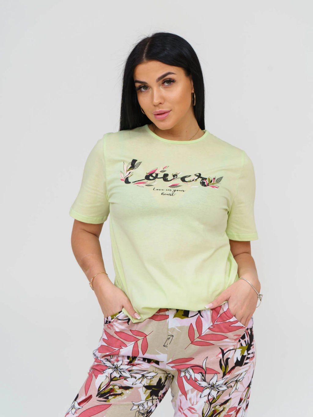 Костюм женский, цвет зеленый белый