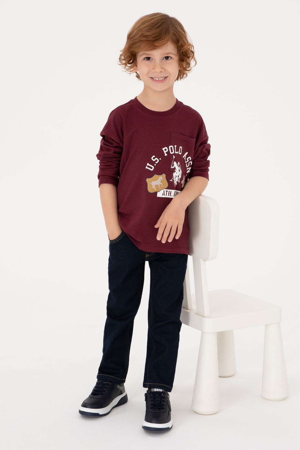 Erkek _ocuk Bordo Bisiklet Yaka Sweatshirt - U.s. polo assn фото 5