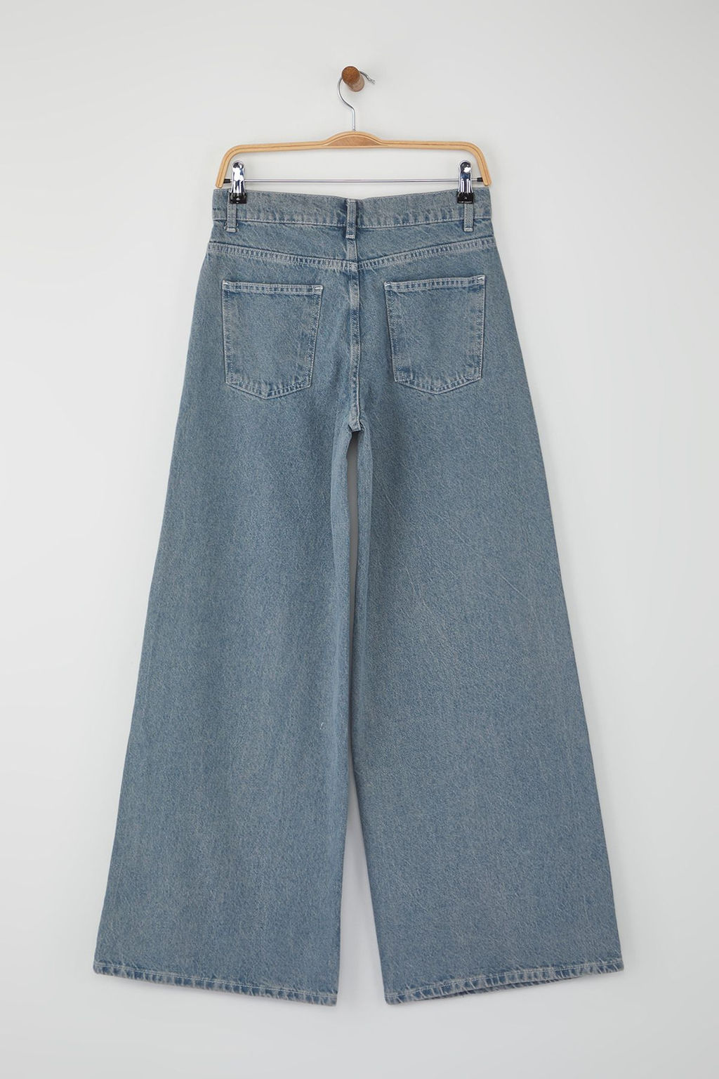 Teen Mavi Gri Yuksek Bel Genis Paca Wide Leg Palazzo Jeans TWOAW26JE00065 - Trendyolmilla фото 6