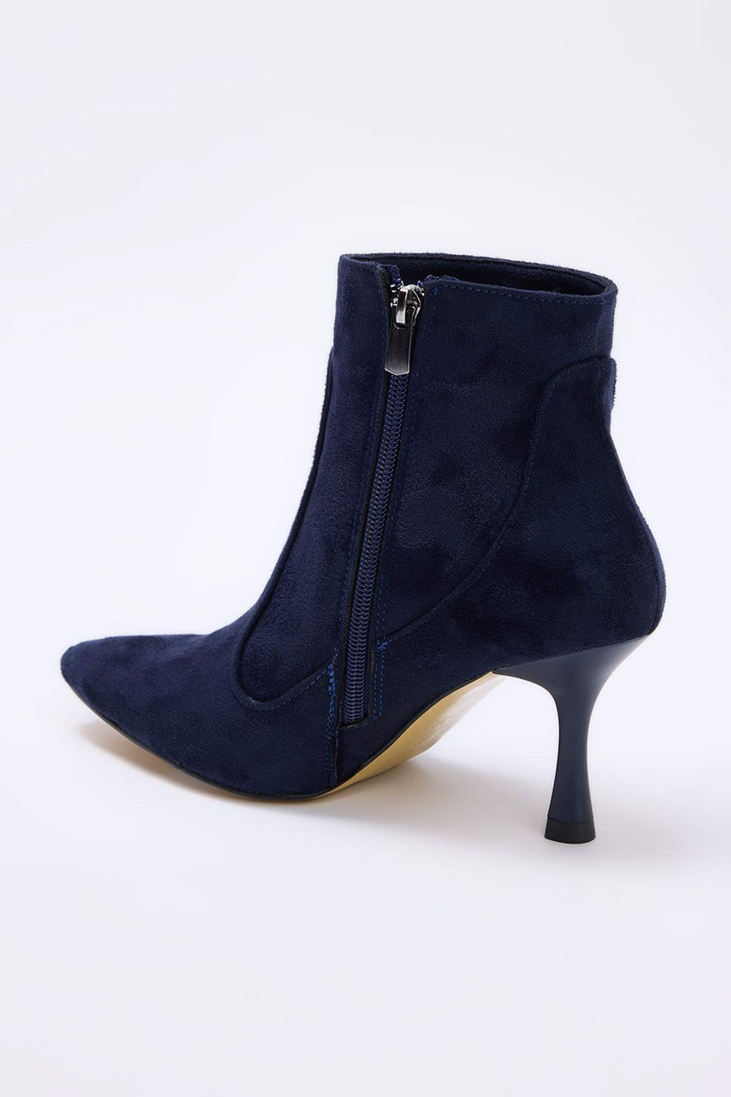 Koyu Lacivert Suet Sivri Burun Kad?n 9 cm Ince Topuklu Bot TAKAW26BO00081