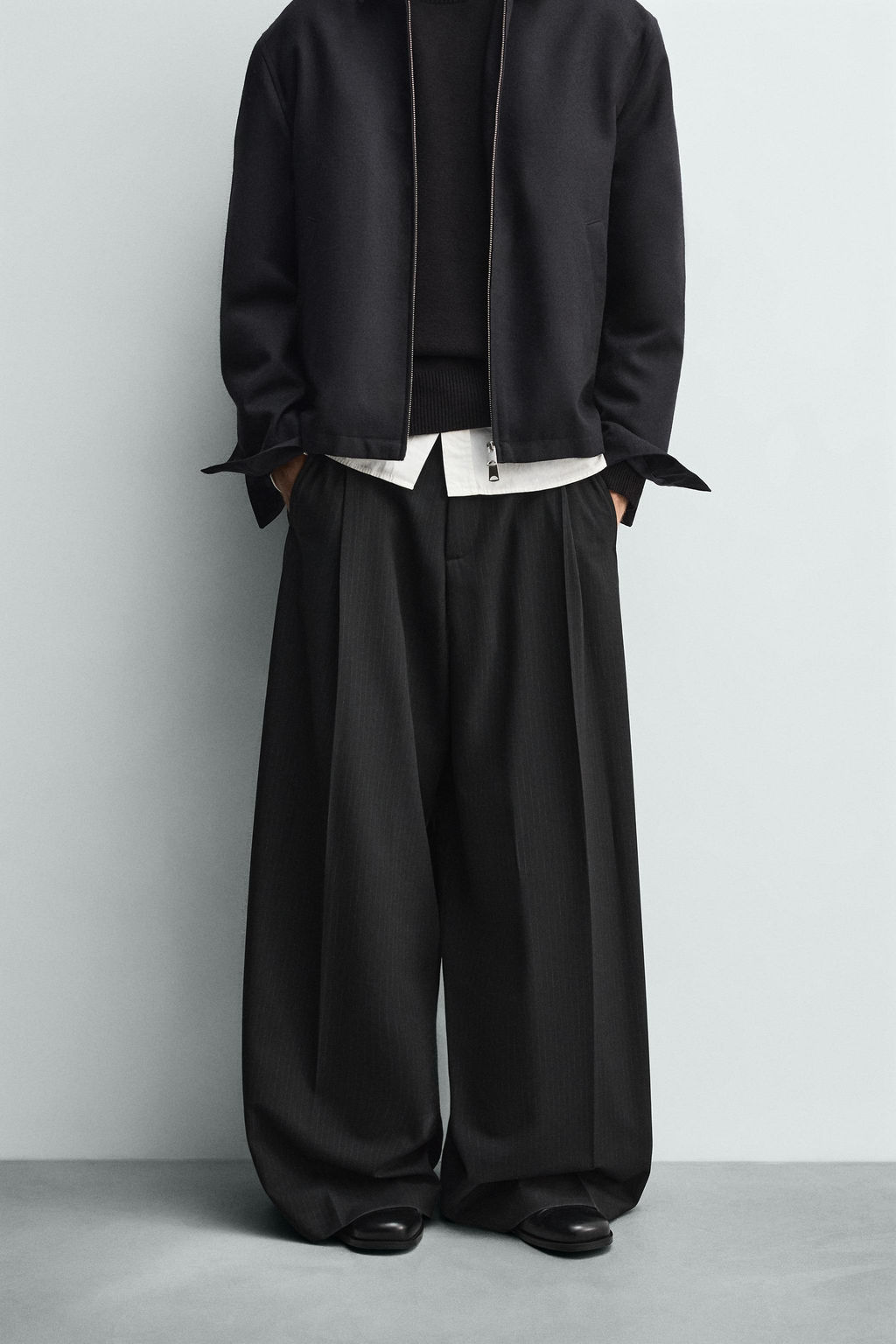WIDE-LEG PLEATED TROUSERS - Zara фото 12