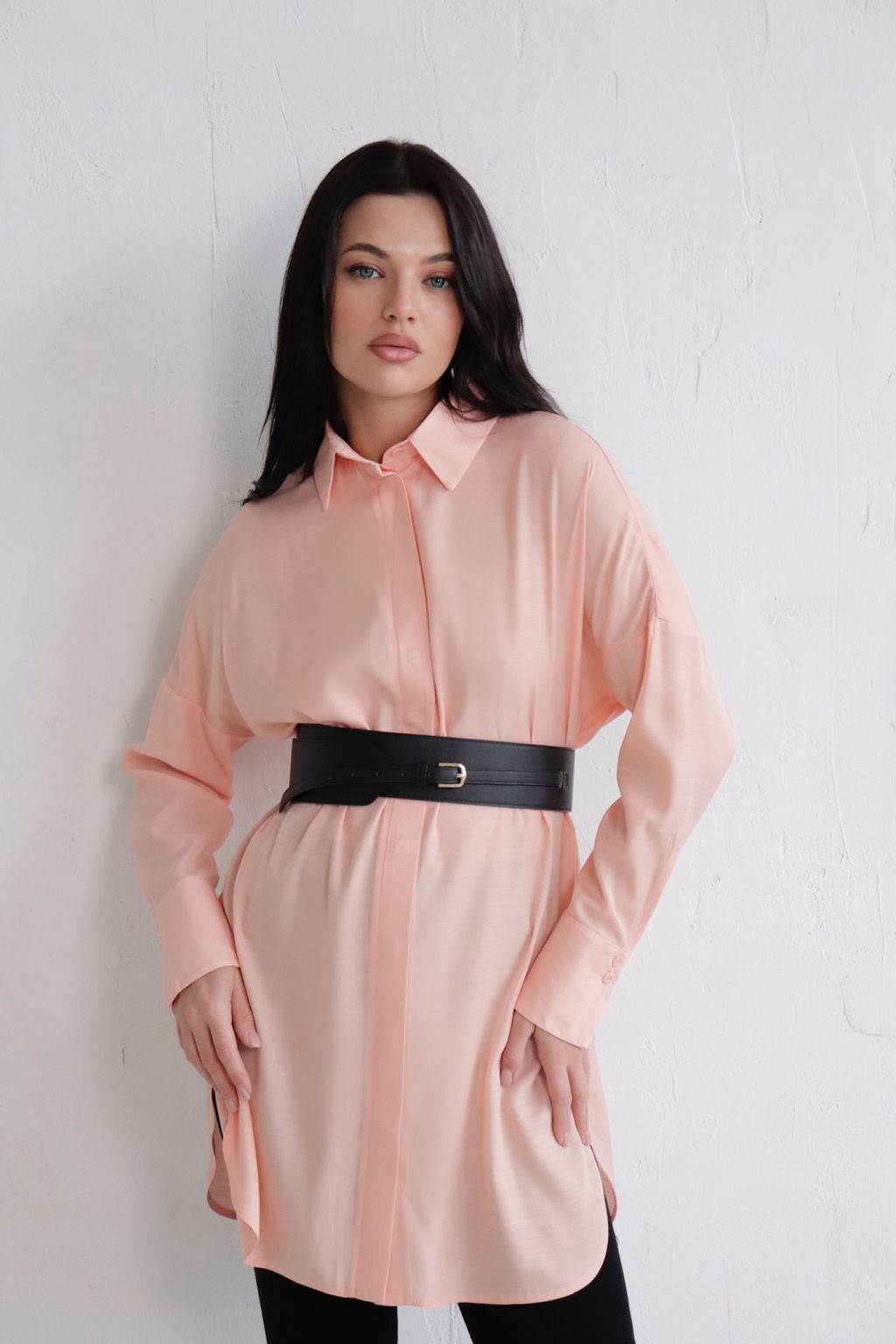 Базовая удлинённая рубашка свободного силуэта - Martichelli фото 126