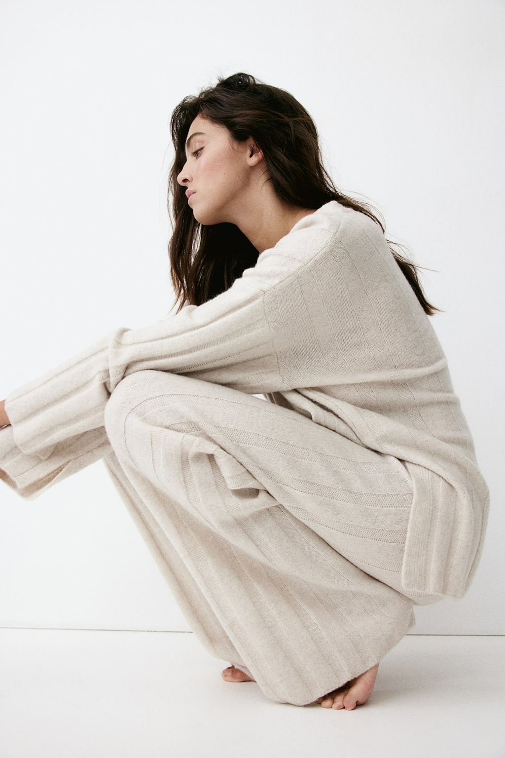 Pantalon en punto de canale de mezcla de lana - H&m фото 4