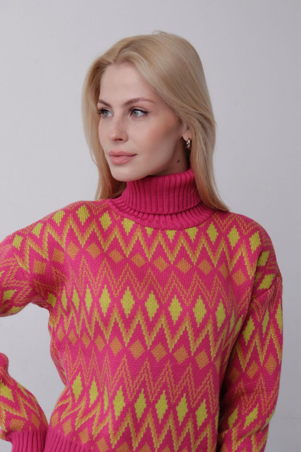 11060 Свитер розовый с узорами - Martichelli фото 15