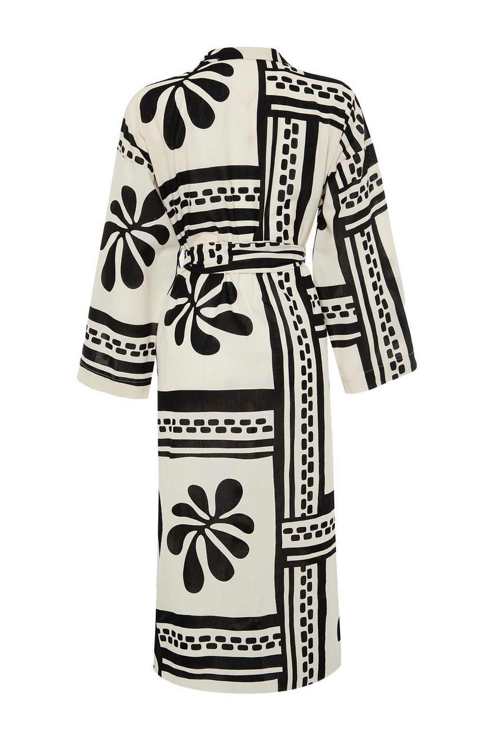 Plaj Giyim %100 Pamuk Cicek Desenli Dokuma Kusakl? Maxi Kimono&Kaftan TBESS24KM00013