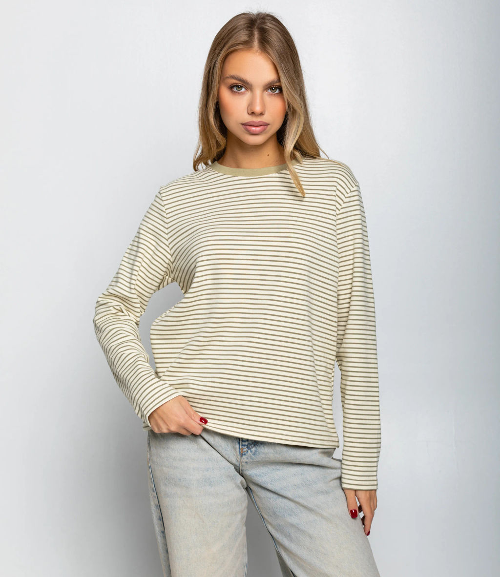 Лонгслив #КТ8013 (4), фисташковый,молочный