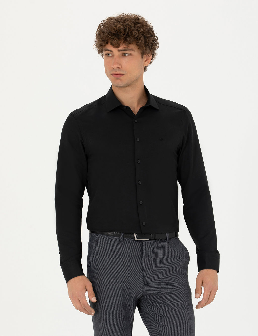 Siyah Slim Fit Uzun Kollu G_mlek