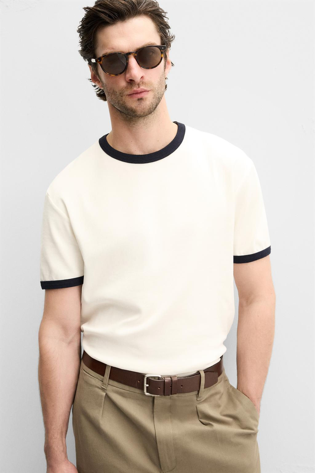 BASIC CONTRAST RIB T-SHIRT - Zara фото 13