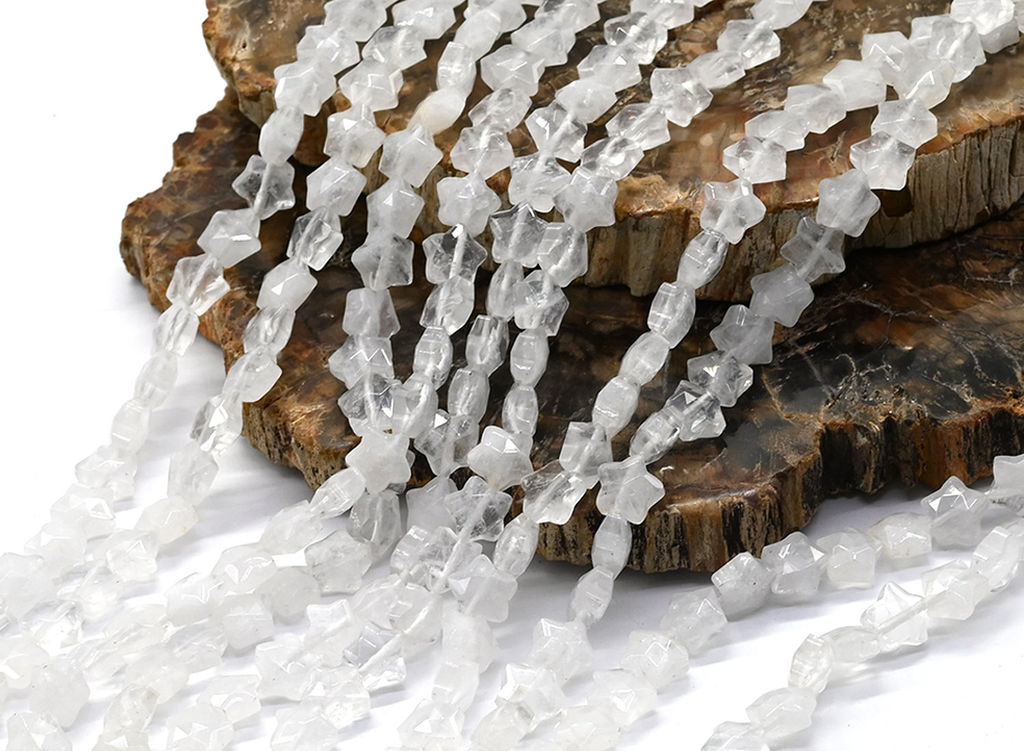 Бусины для творчества Звезды из горного хрусталя 8*8мм с гранями, 37см, 49 бусин Радуга камня