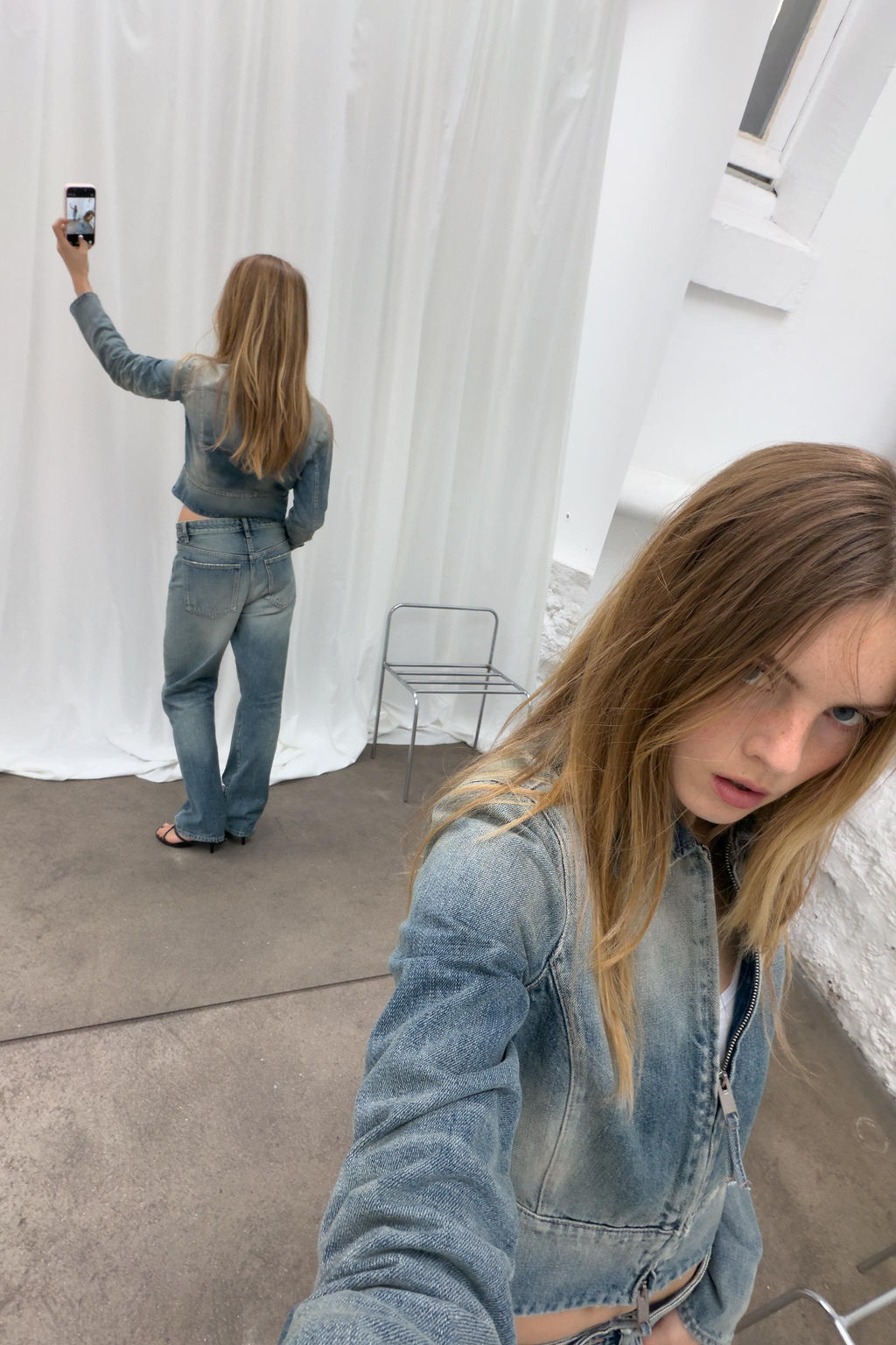CHAQUETA DENIM TRF CREMALLERA / Marino