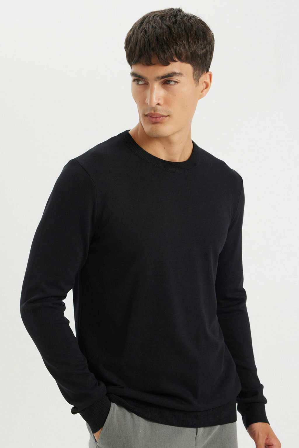 Standart Fit Normal Kesim Bisiklet Yaka Basic Duz Triko Rahat Kazak - Defacto фото 3