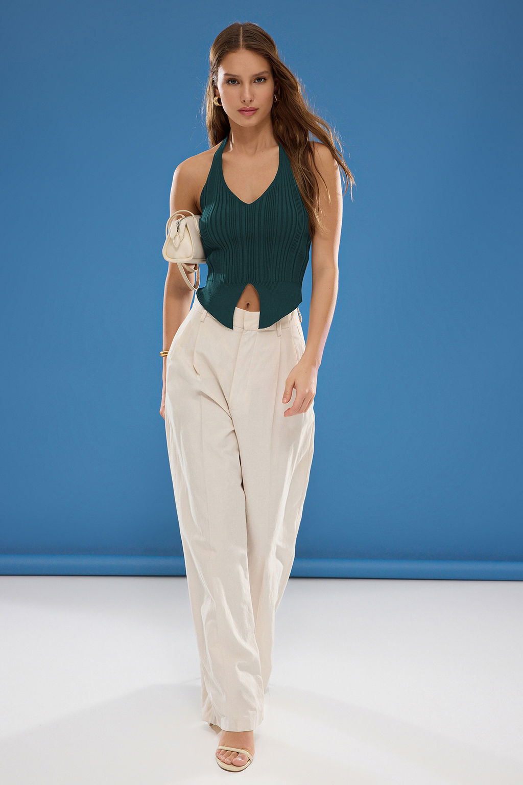 Petrol Boyundan Ask?l? Ince Bluz TWOSS25BZ00327