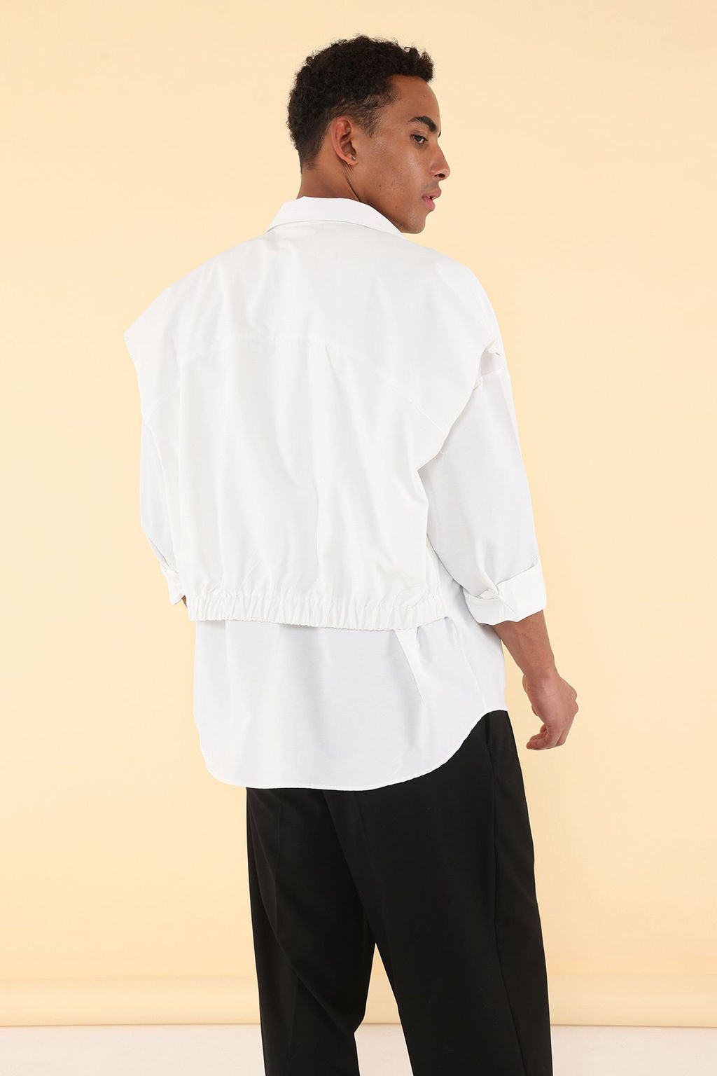 TRENDYOL MAN Beyaz Unisex Oversize Fit Lastik Detayl? Gomlek TMNSS25GO00045 - Trendyolmilla фото 5