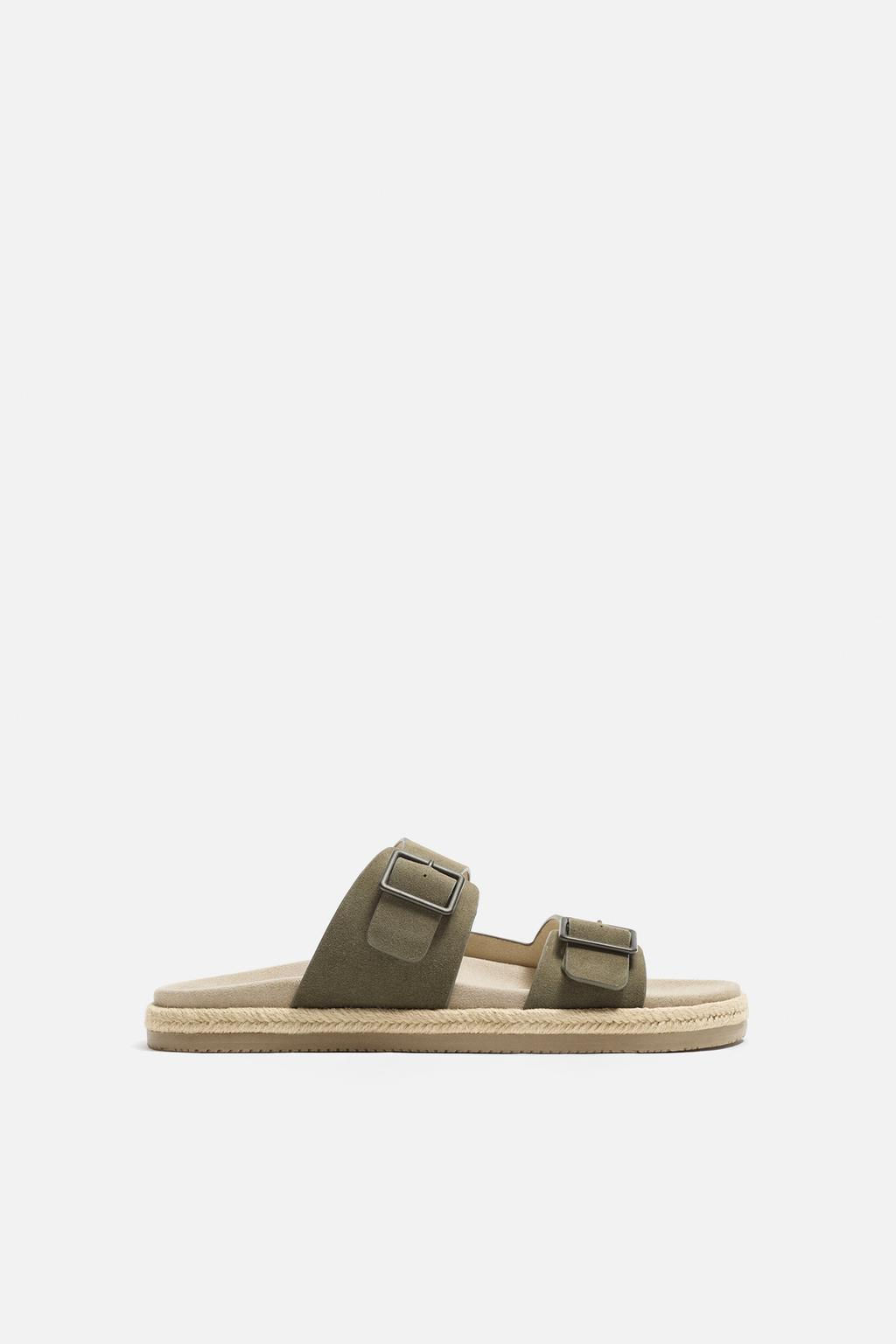 DOUBLE STRAP LEATHER SANDALS - Zara фото 3