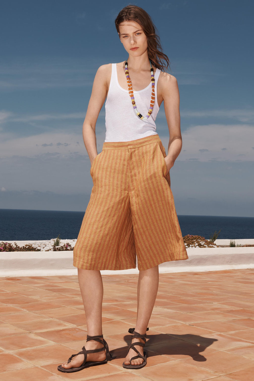 LIMITED EDITION STRIPED LINEN BERMUDA SHORTS - Zara фото 7