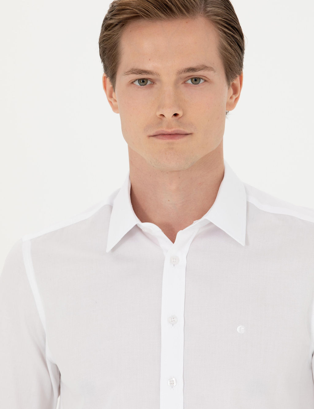 Белая приталенная рубашка с длинным рукавом - Cacharel фото 2