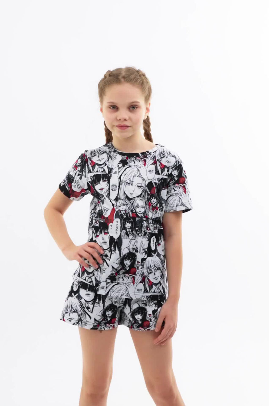 Хлопковая пижама для девочки с шортами Happyfox