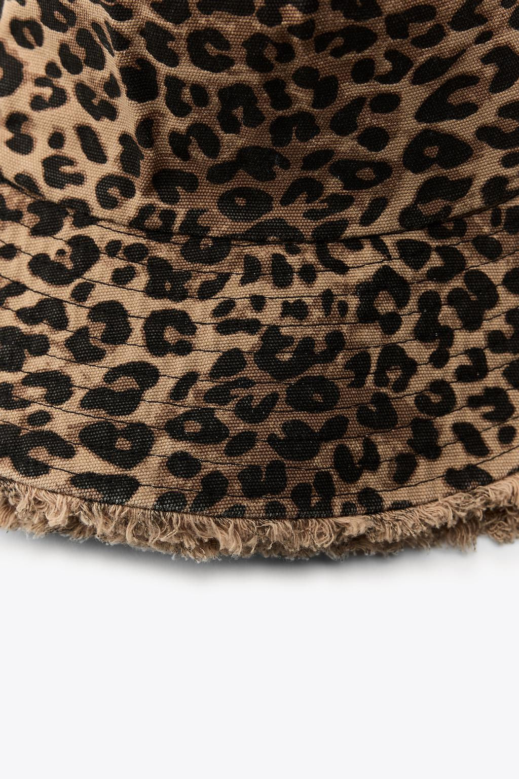 ANIMAL PRINT FRAYED BUCKET HAT - Zara фото 4