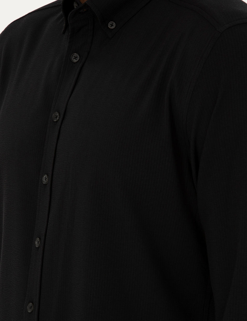 Siyah Slim Fit Uzun Kollu G_mlek