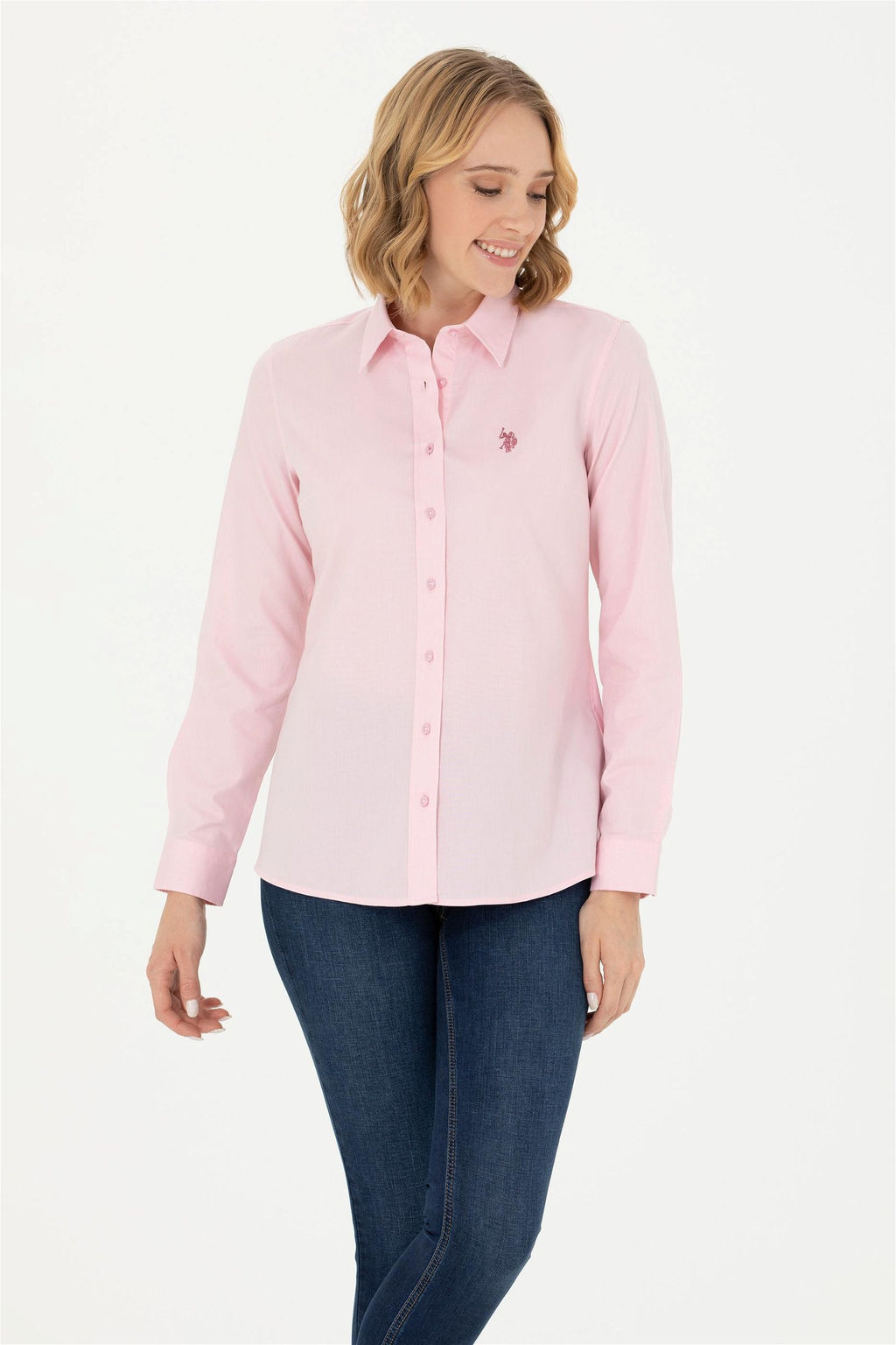 U. S. Polo Assn Женская розовая базовая рубашка с длинным рукавом - U.s. polo assn фото 8