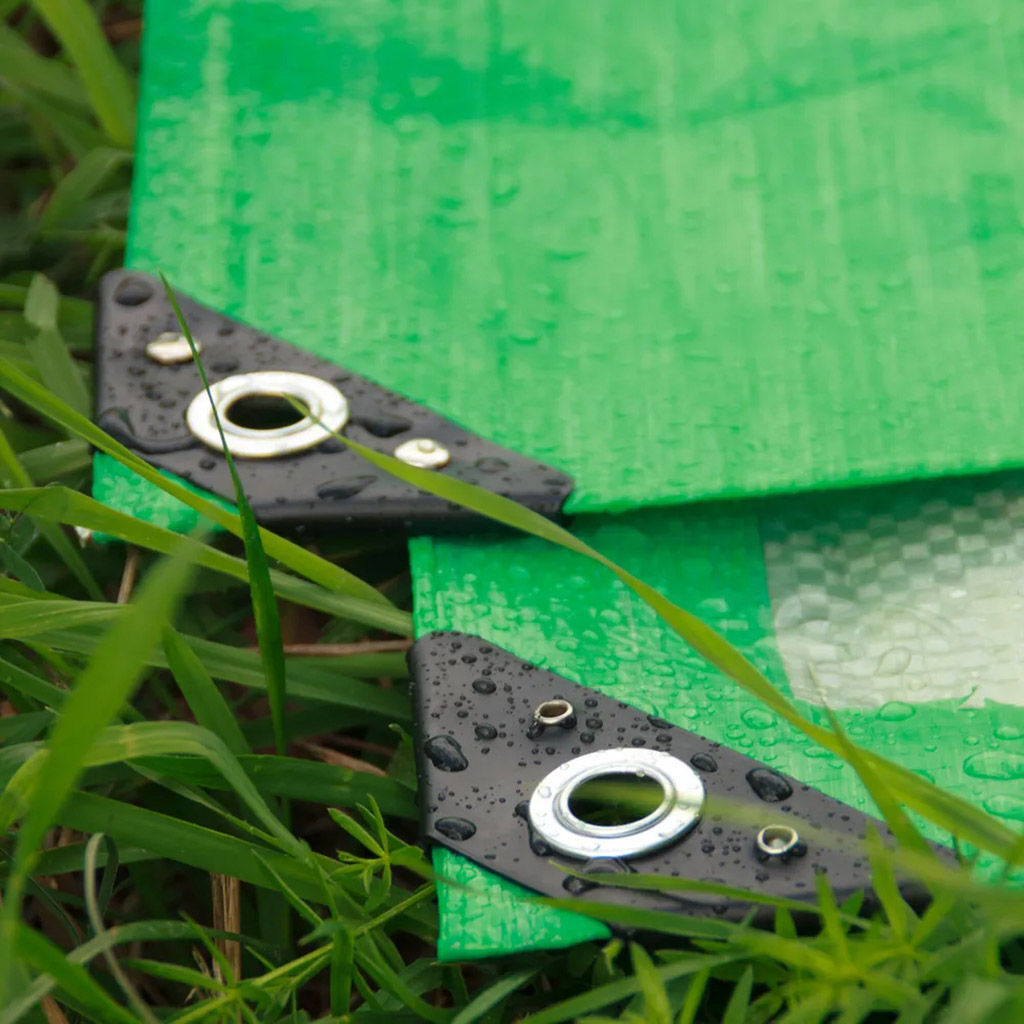 Тент 3х4м из полиэтилен 120г/м2, на люверсах 0,5м, зелено-серый (Россия)