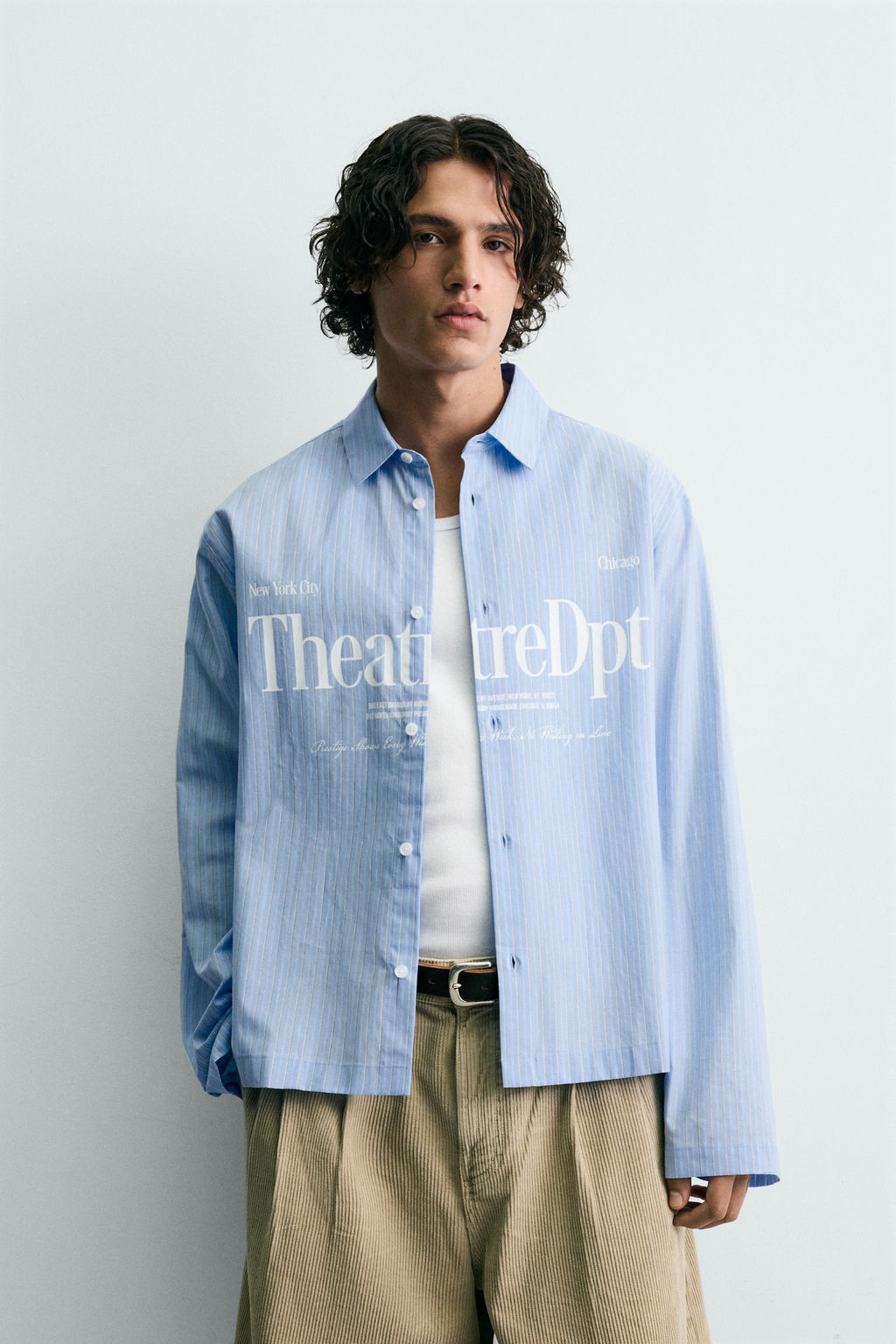 CAMISA RELAXED FIT CUADROS TEXTO / Azul claro - Zara фото 2