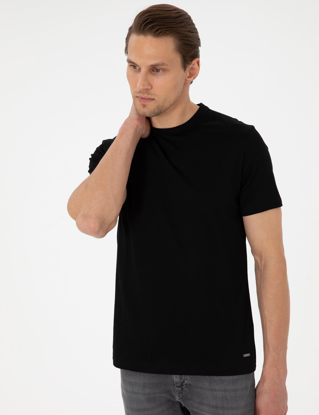 Siyah Slim Fit Ti__rt