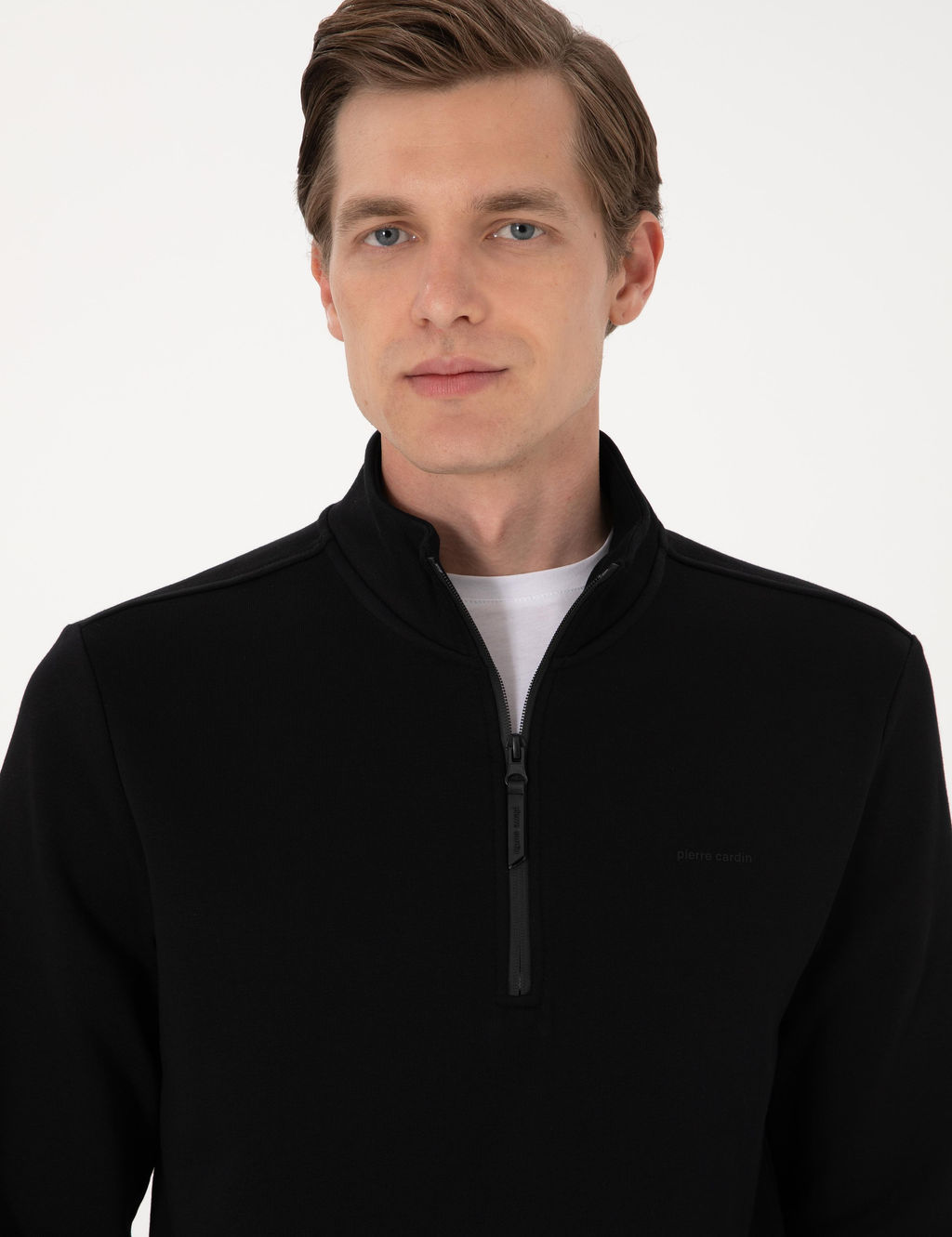 Siyah 3 _plik Regular Fit Fermuarl_ Dik Yaka Basic Sweatshirt - Pierre cardin фото 2
