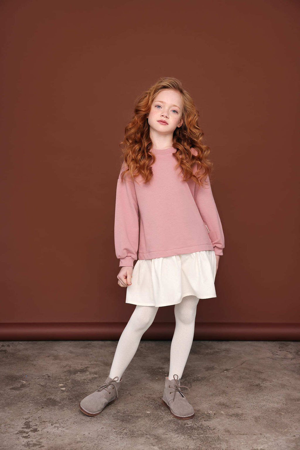 Платье с хлопковой юбкой "Дымчатая роза"