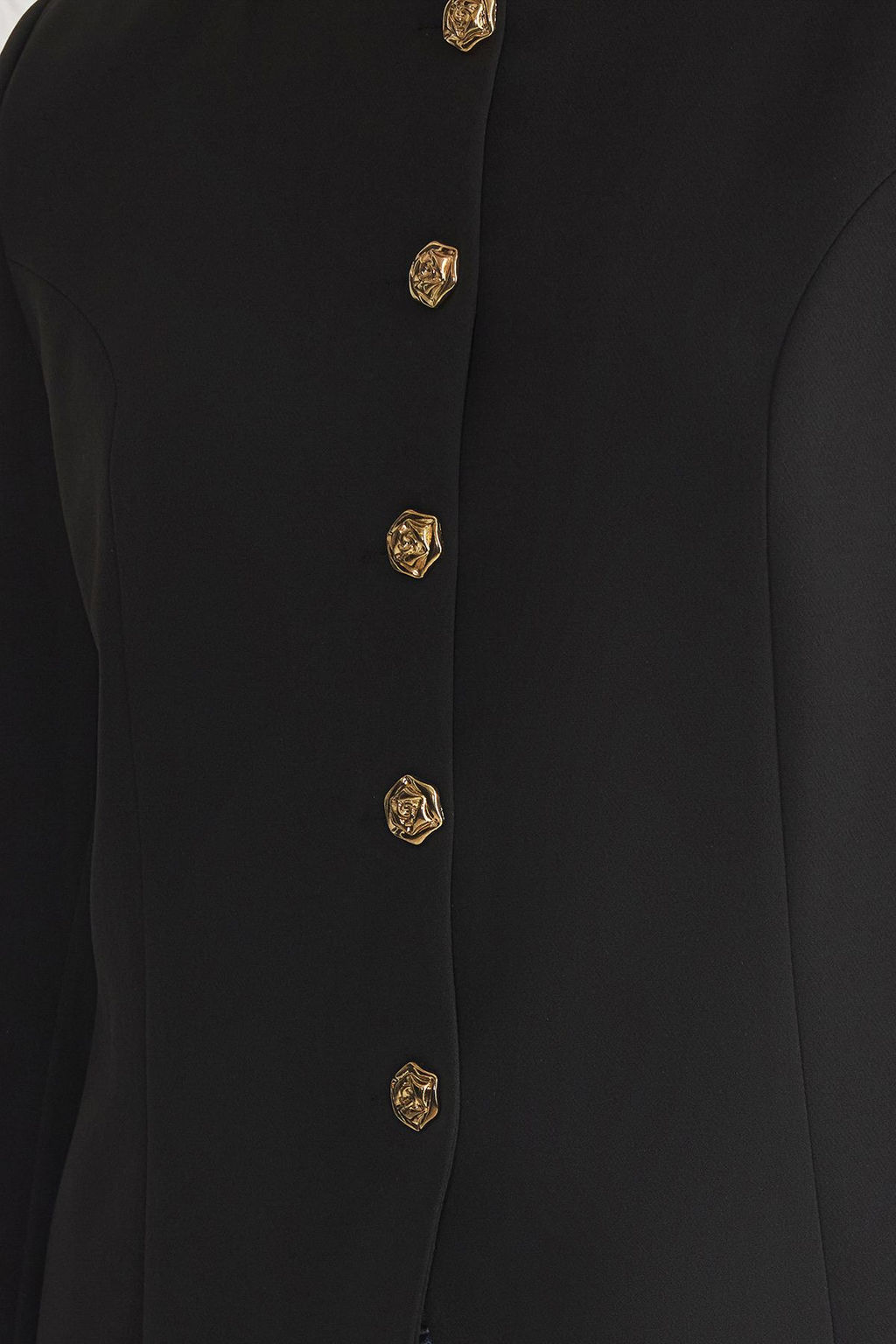 Siyah Vatkal? Bisiklet Yaka Dokuma Blazer Ceket TWOSS25BC00008