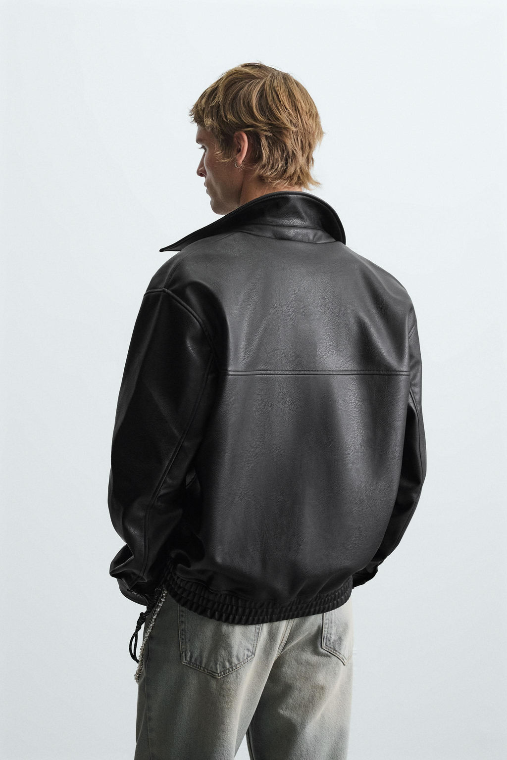 LEATHER EFFECT BOMBER JACKET
